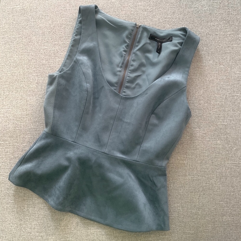 Cladiana Faux-Suede Peplum Top